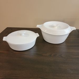 2 Vintage Centura by Corning Covered Saucepans 1 qt. and 2 qt.